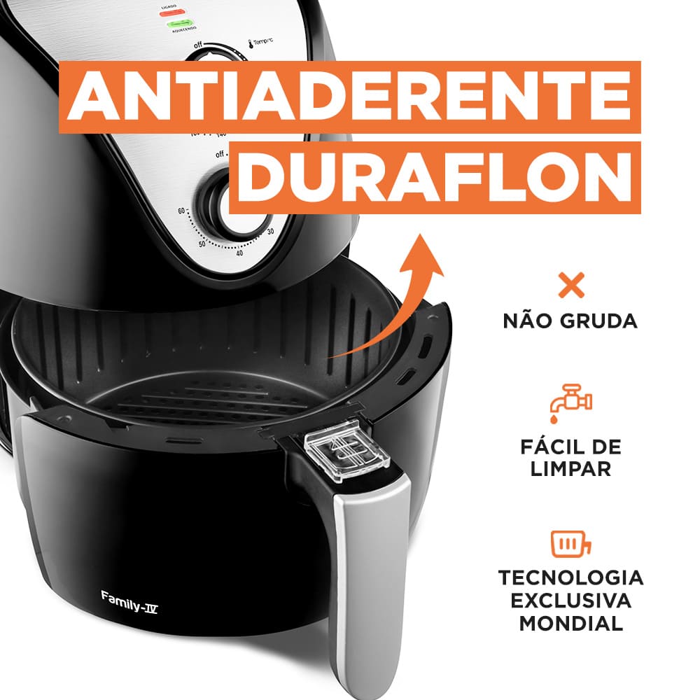 Comprar Fritadeira Elétrica Sem Óleo Air Fryer Mondial AF-30i Family IV  Inox 3,5L Preta com Timer 1500W - Jaele Eletromóveis